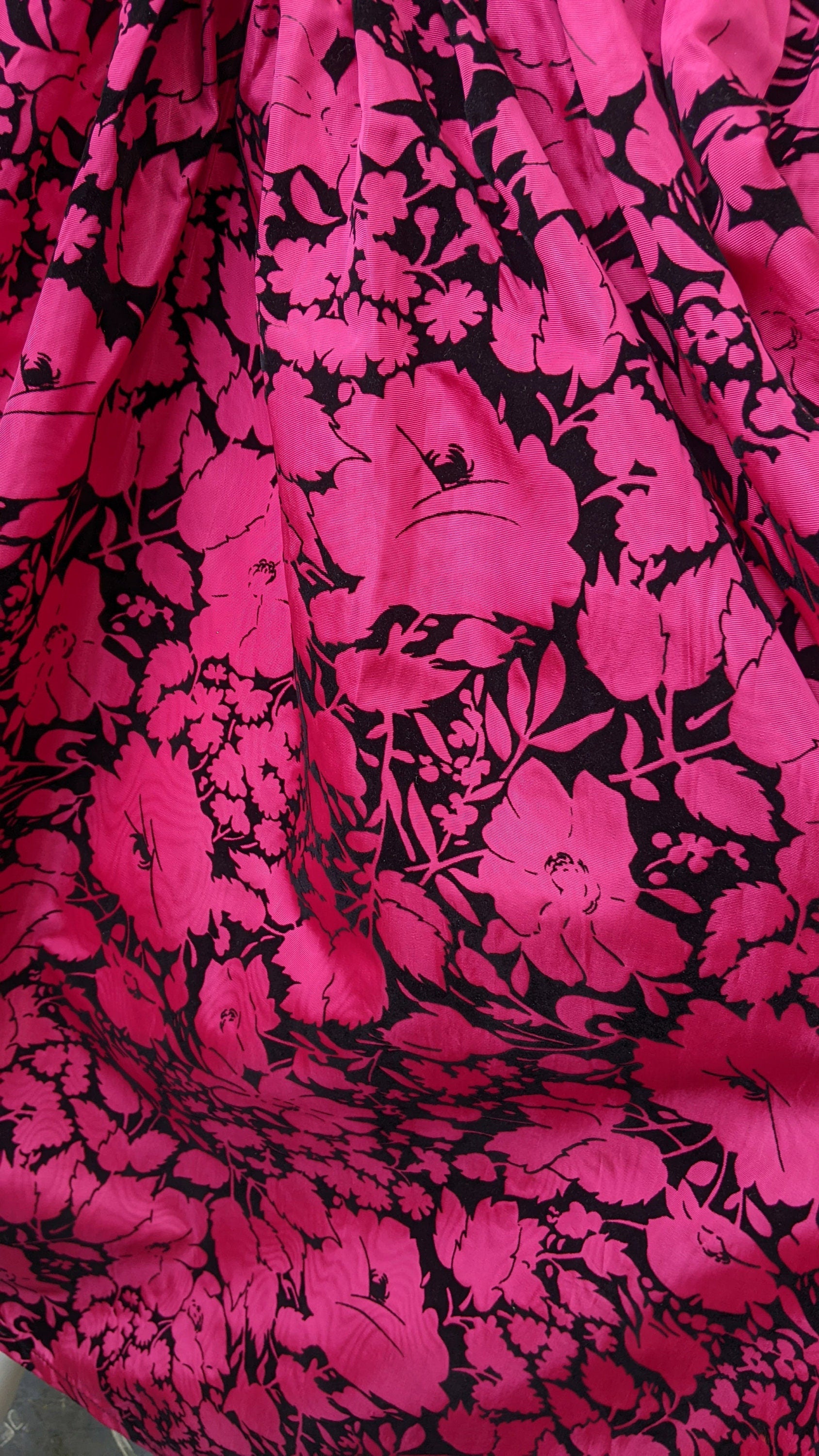Fuschia 80s Velvet Taffeta Prom Dress by Freds, Eighties Party Outfit, Size Small