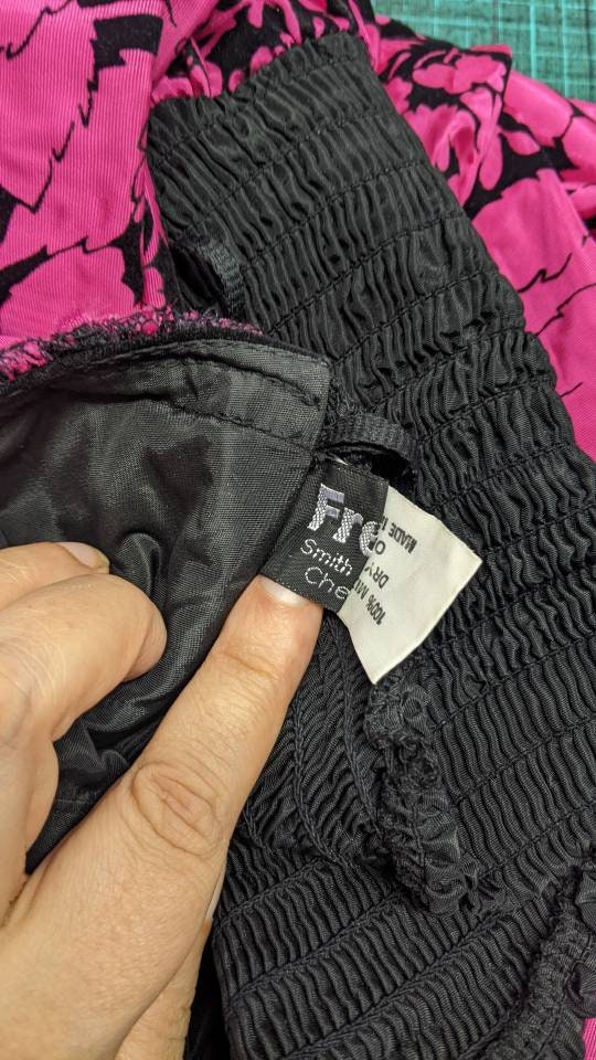 Fuschia 80s Velvet Taffeta Prom Dress by Freds, Eighties Party Outfit, Size Small