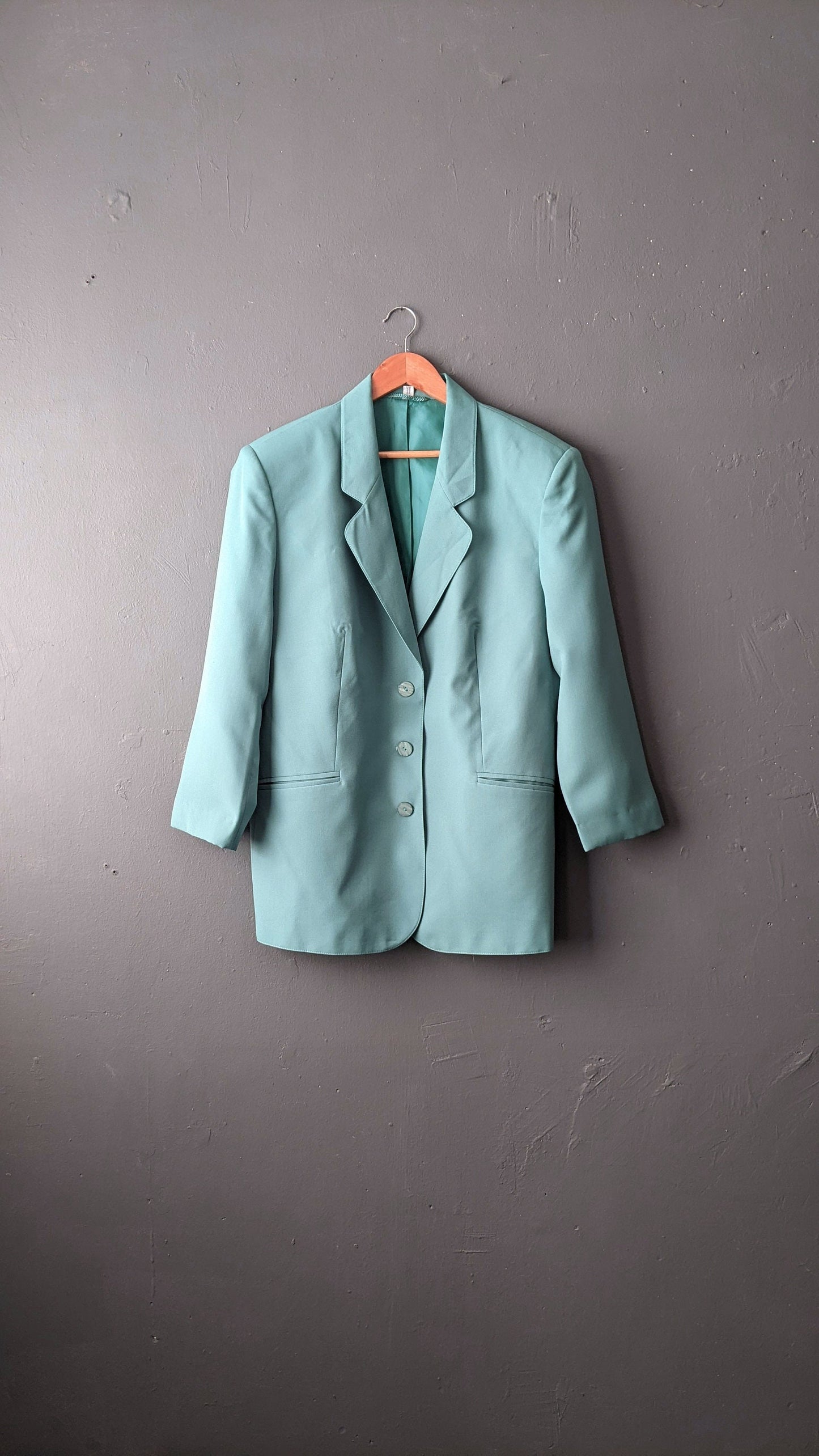 80s Duck Egg Blue Blazer, Lightweight Summer Jacket, Plus Size XXL