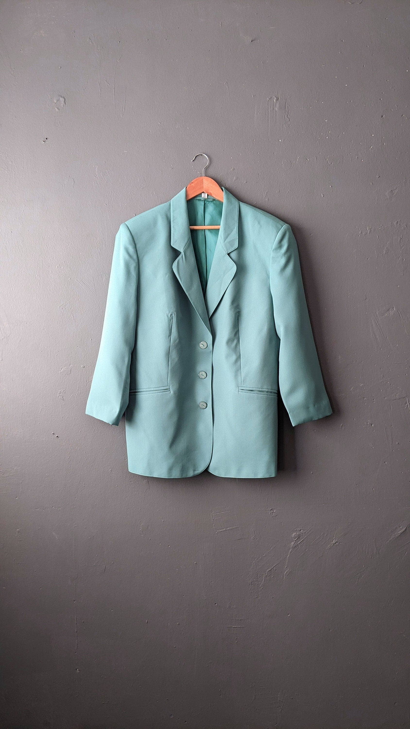 80s Duck Egg Blue Blazer, Lightweight Summer Jacket, Plus Size XXL