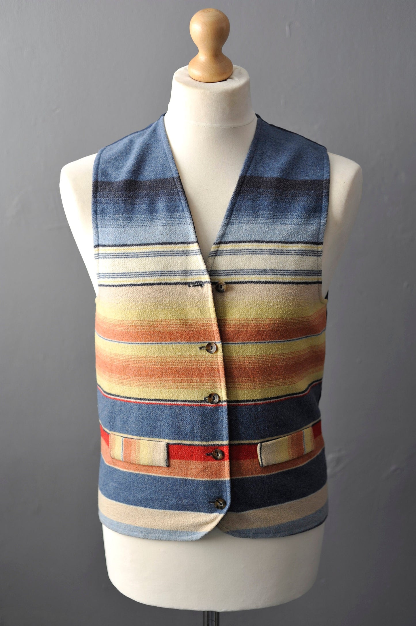 90s Colourful Striped Waistcoat by Che Clothing, Dapper Eccentric , Size Small