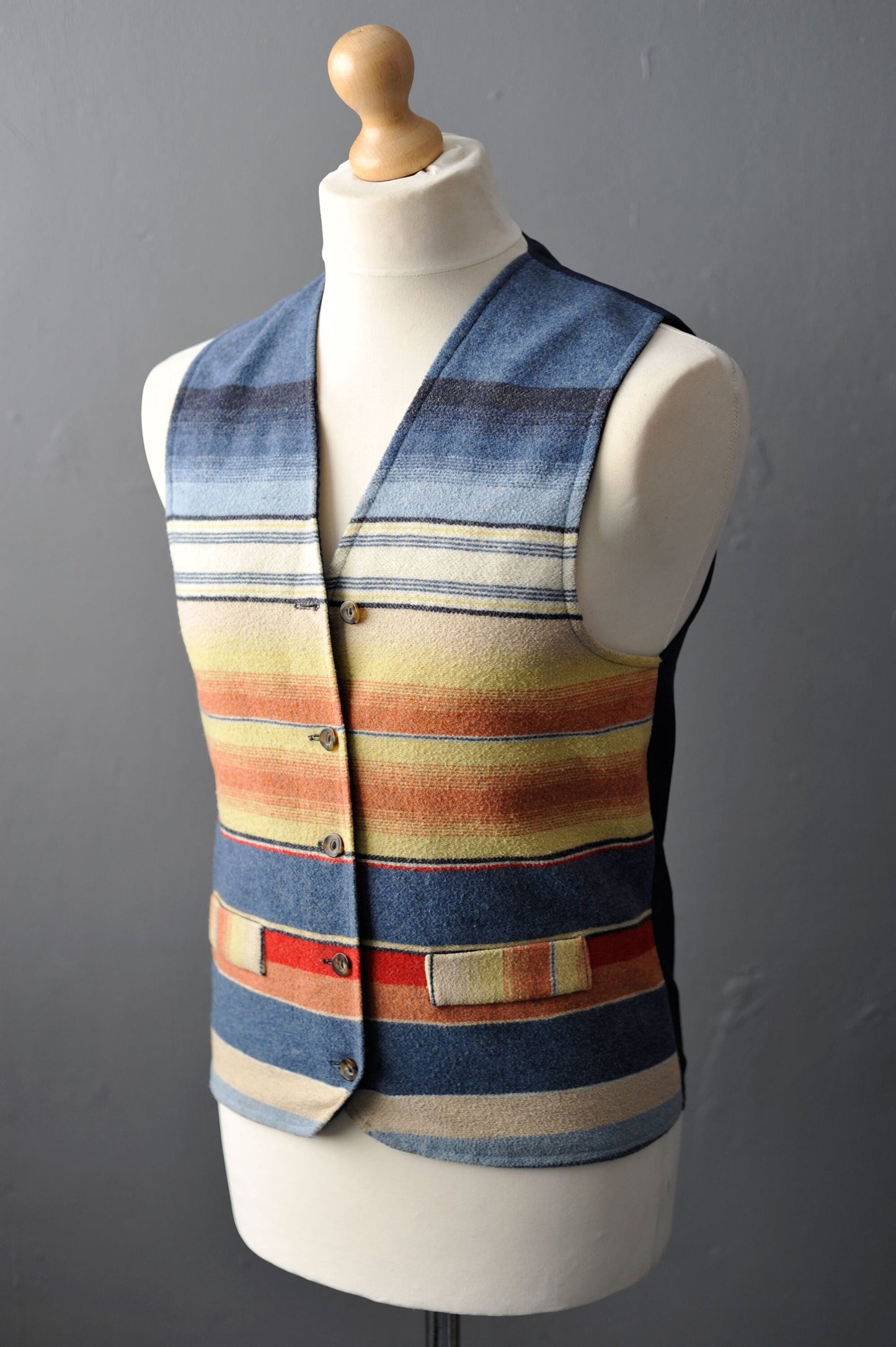 90s Colourful Striped Waistcoat by Che Clothing, Dapper Eccentric , Size Small