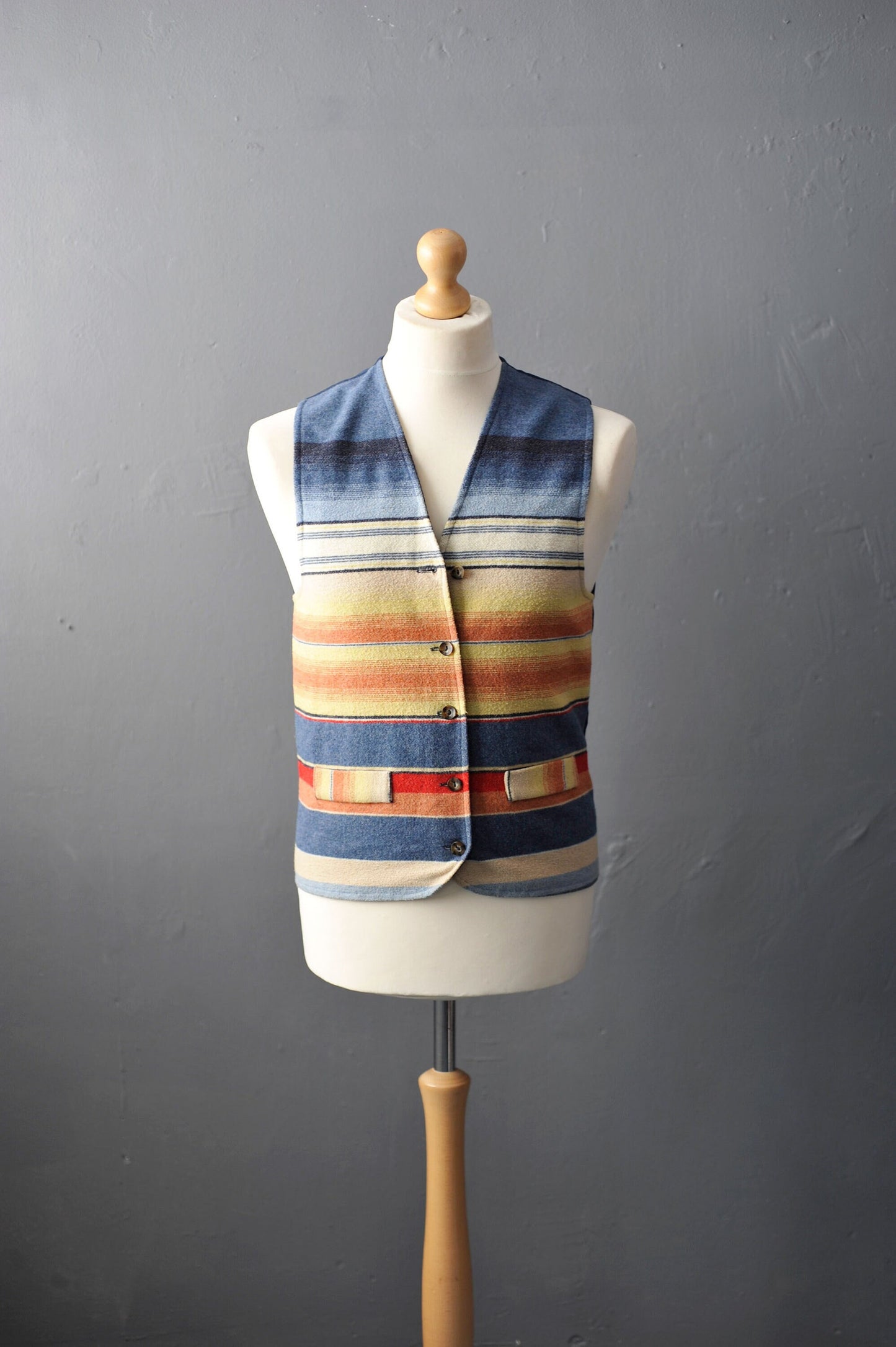 90s Colourful Striped Waistcoat by Che Clothing, Dapper Eccentric , Size Small