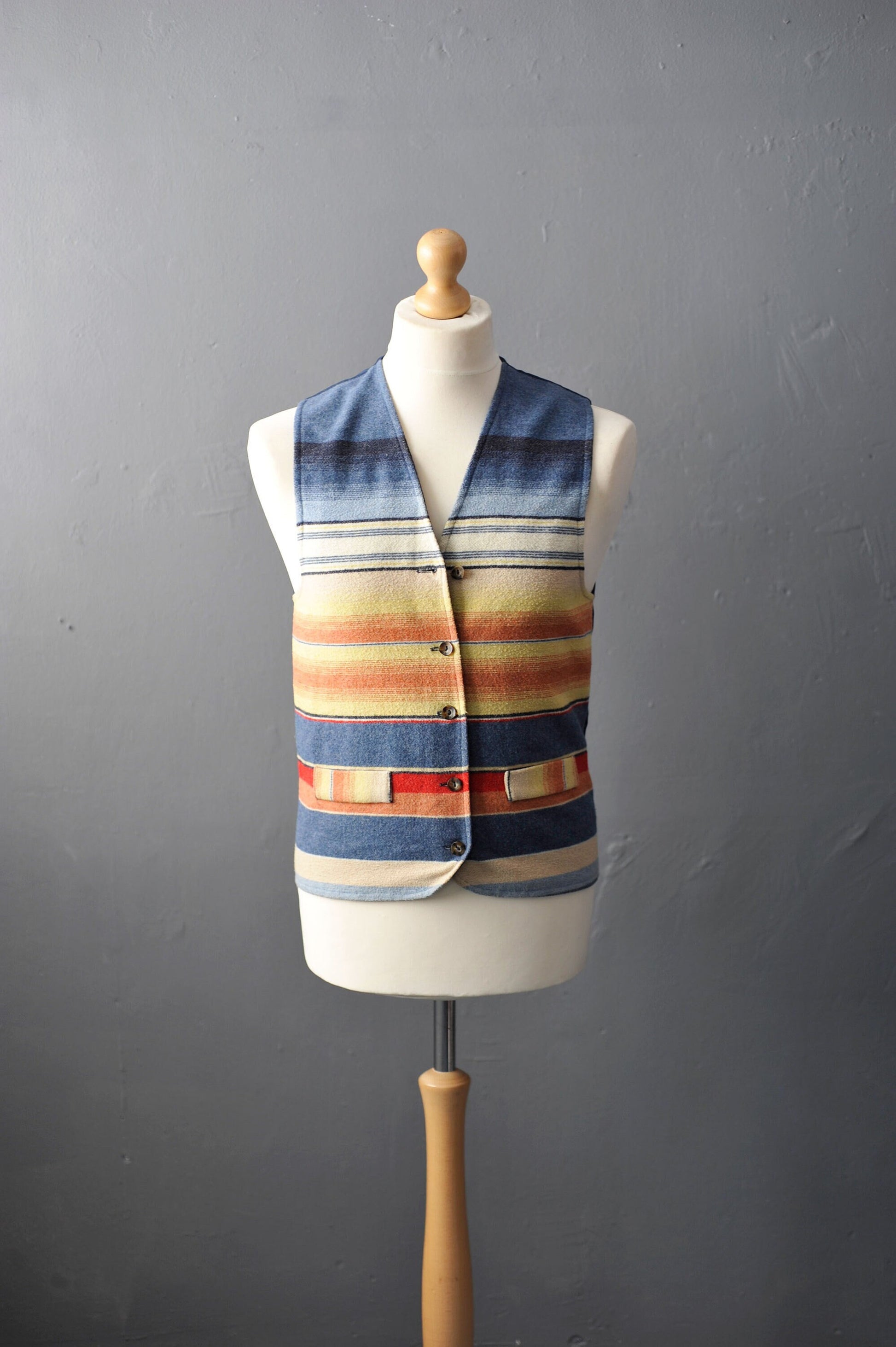 90s Colourful Striped Waistcoat by Che Clothing, Dapper Eccentric , Size Small
