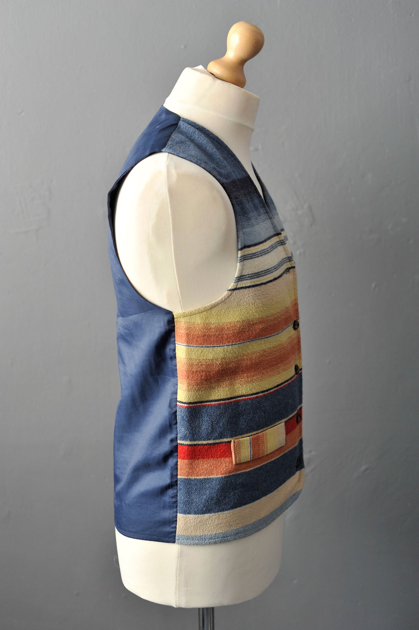 90s Colourful Striped Waistcoat by Che Clothing, Dapper Eccentric , Size Small