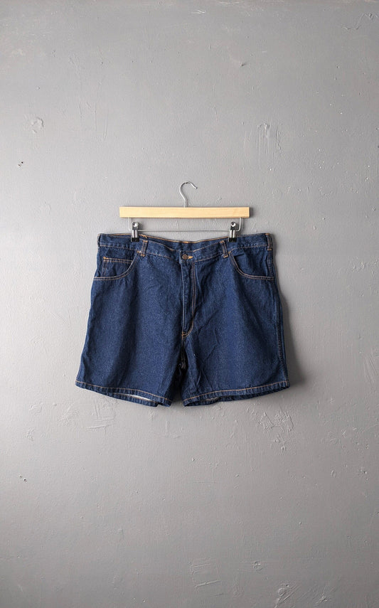 Mens Vintage Indigo Denim Shorts, 90s Beachwear, Size Medium