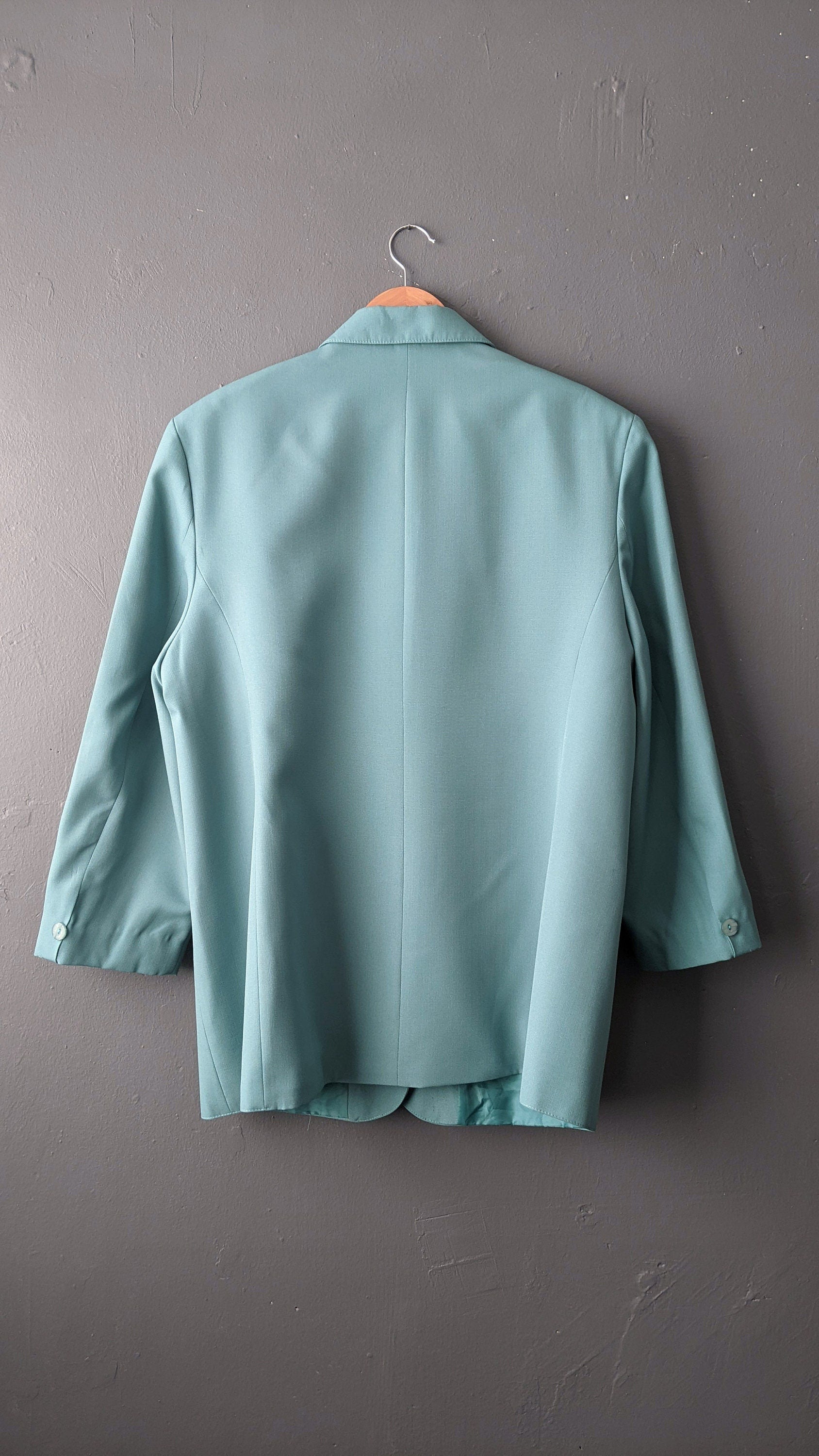 80s Duck Egg Blue Blazer, Lightweight Summer Jacket, Plus Size XXL