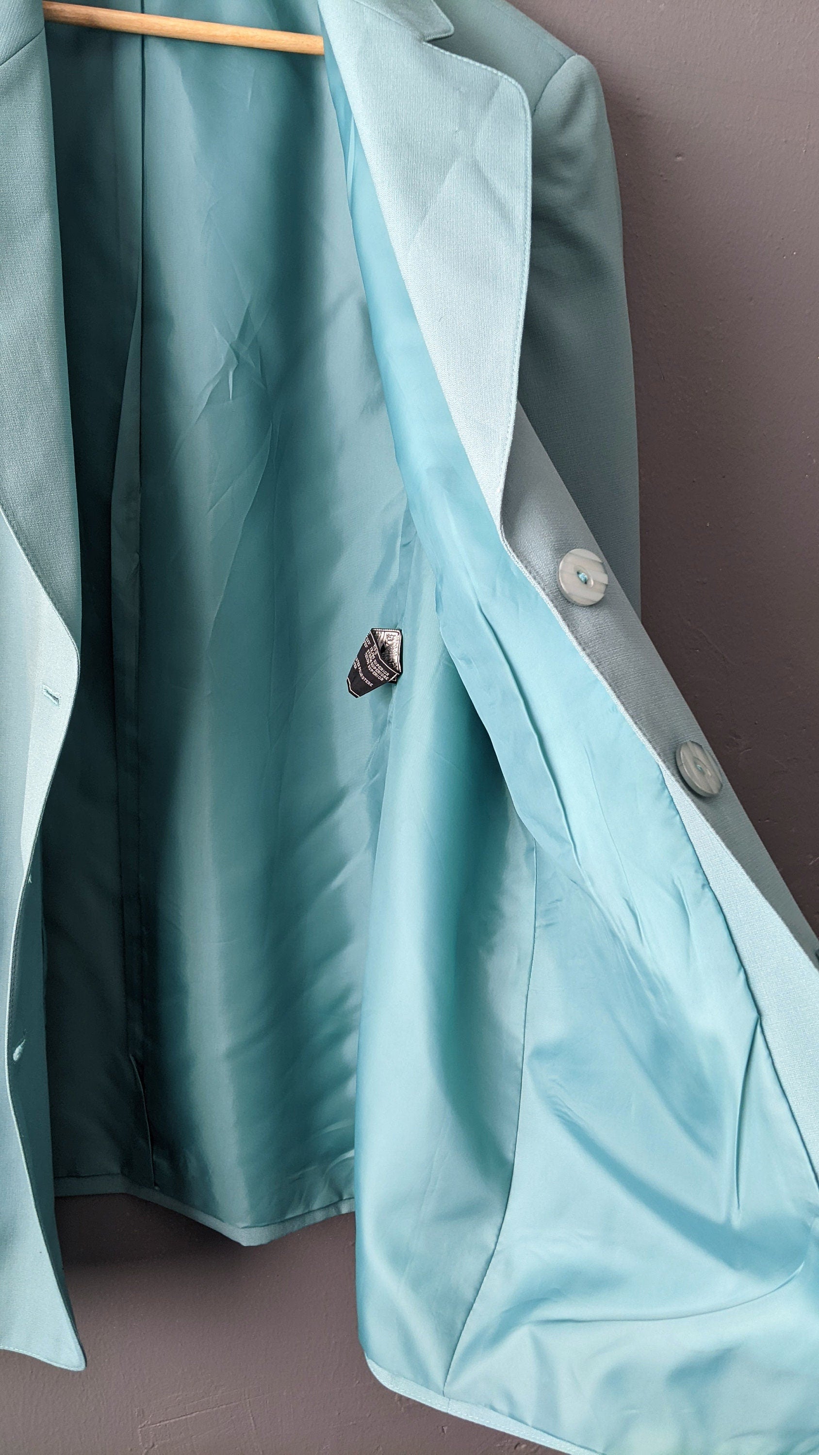 80s Duck Egg Blue Blazer, Lightweight Summer Jacket, Plus Size XXL