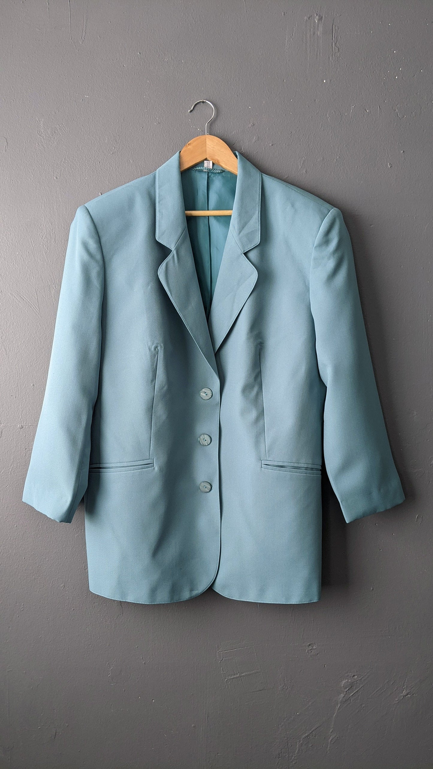 80s Duck Egg Blue Blazer, Lightweight Summer Jacket, Plus Size XXL