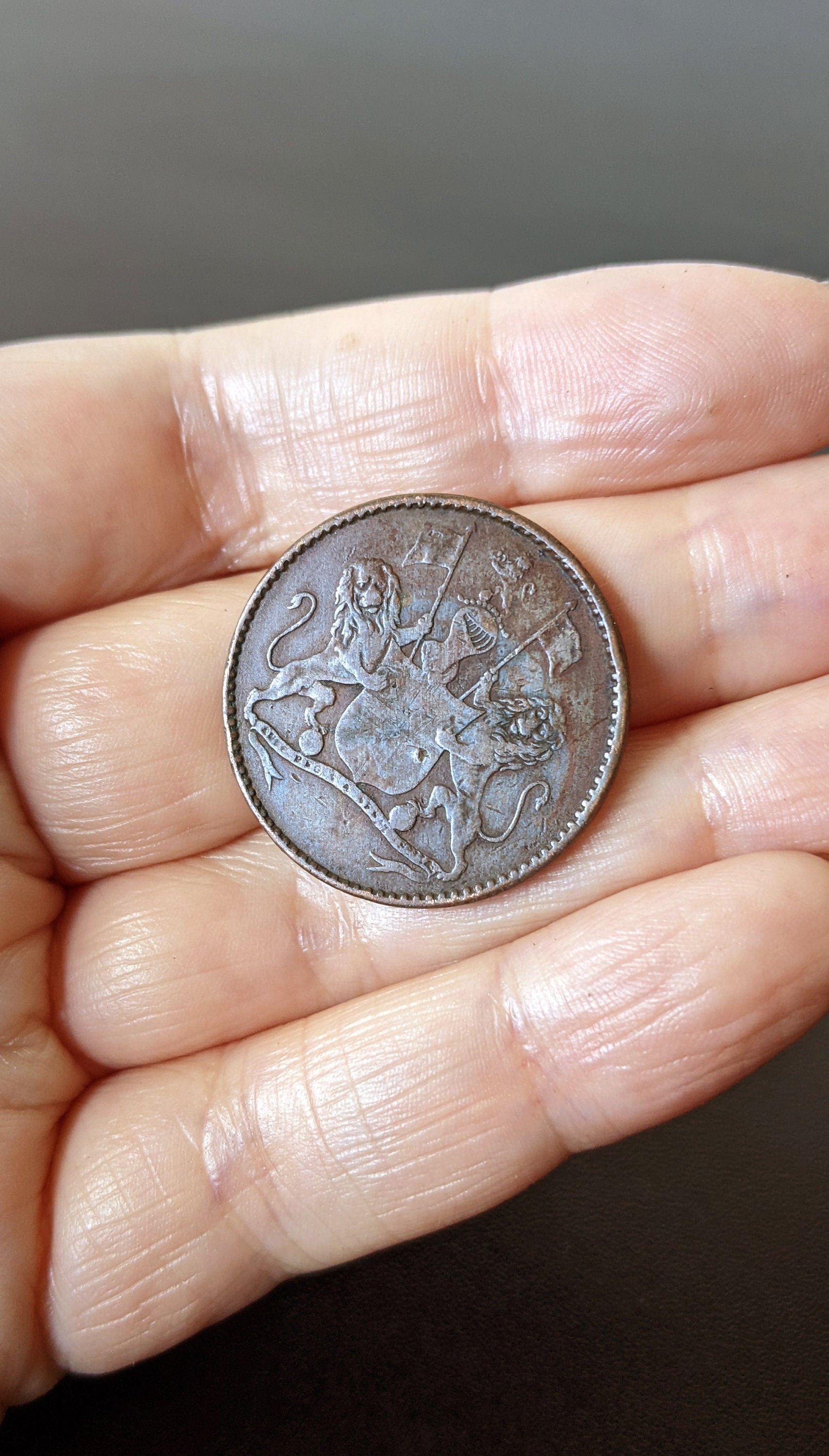 Antique St Helena Halfpenny from 1821, Napoleonic War Coin