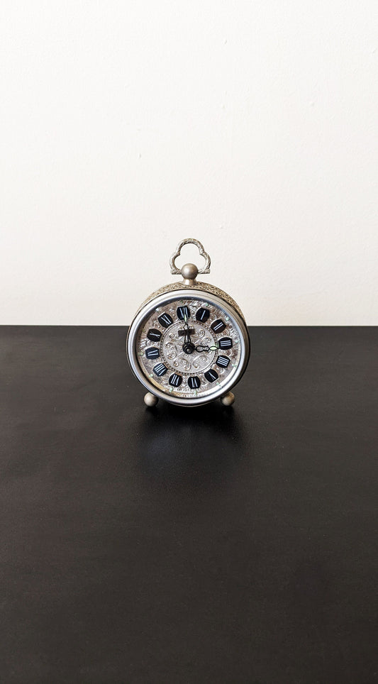 50s Goldbühl Silver Filigree Alarm Clock