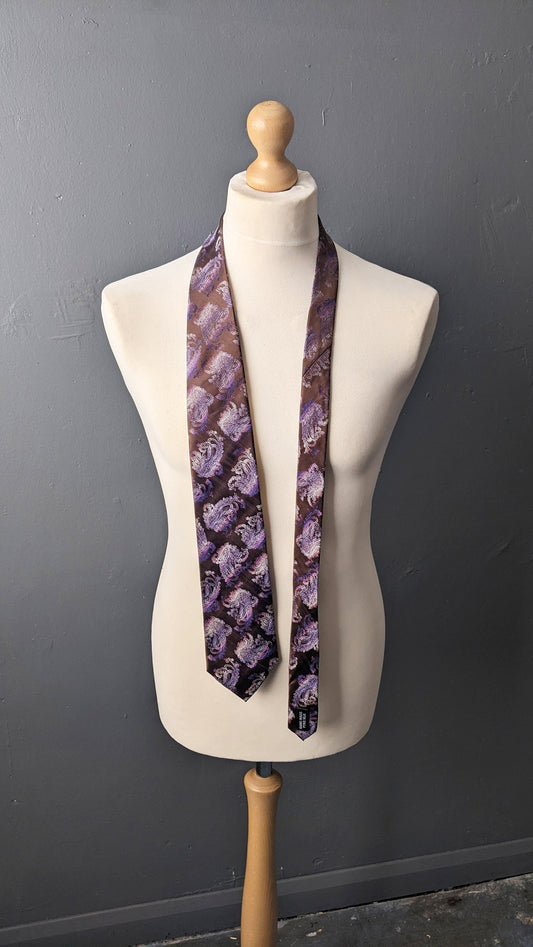 Vintage Handmade Silk Tie by Roberto, Gradient Paisley Boteh Necktie