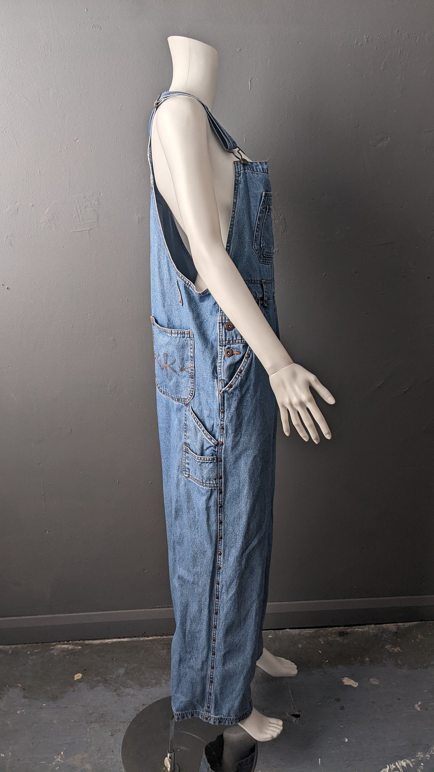 90s Route 66 Dungarees, Stonewash Denim Workwear Bib Overalls, 39 waist