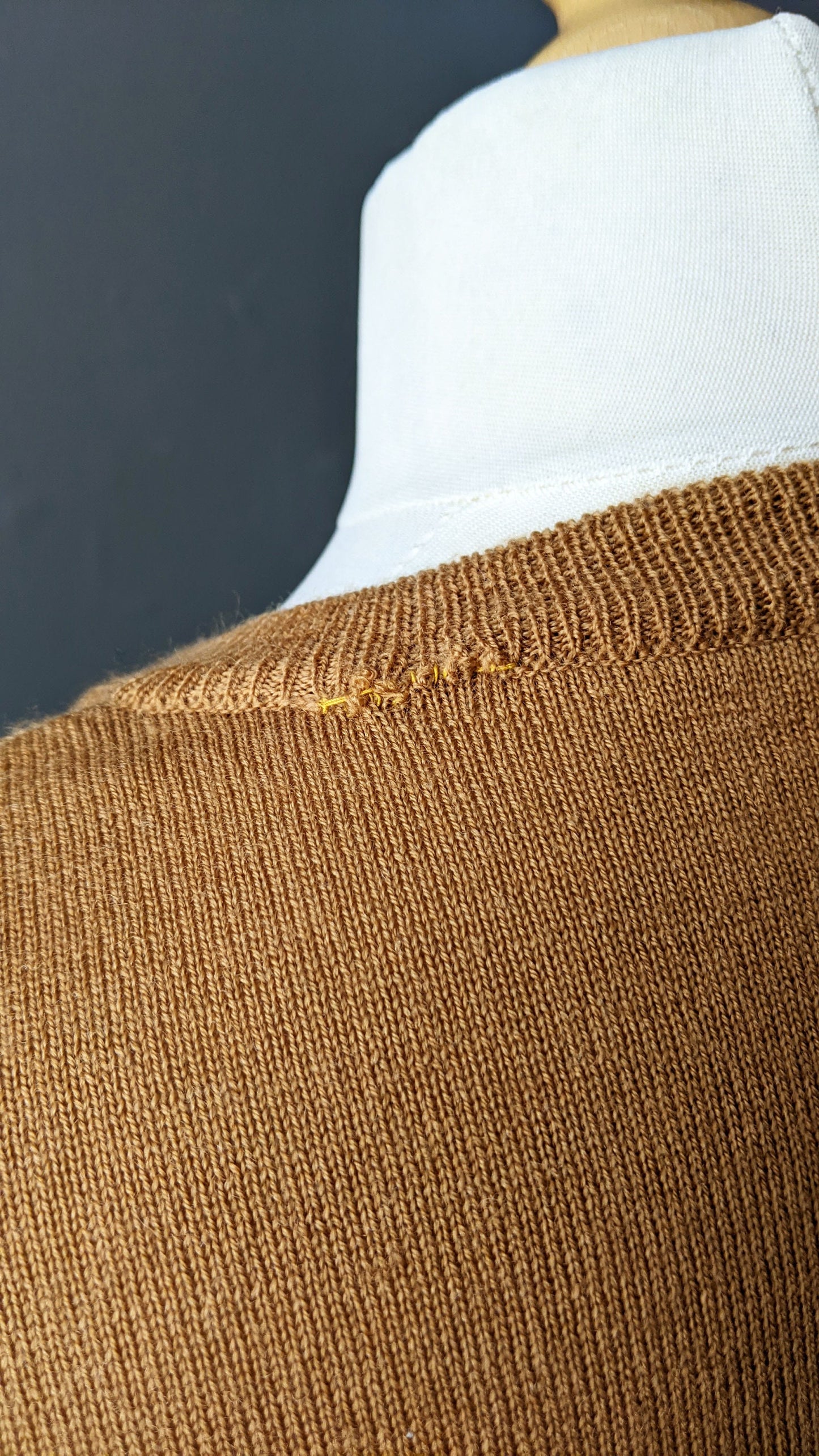 Mens 90s Wool Tank Top by Peter Hahn, Caramel V Neck Knitted Vest, Size Large 46 Chest