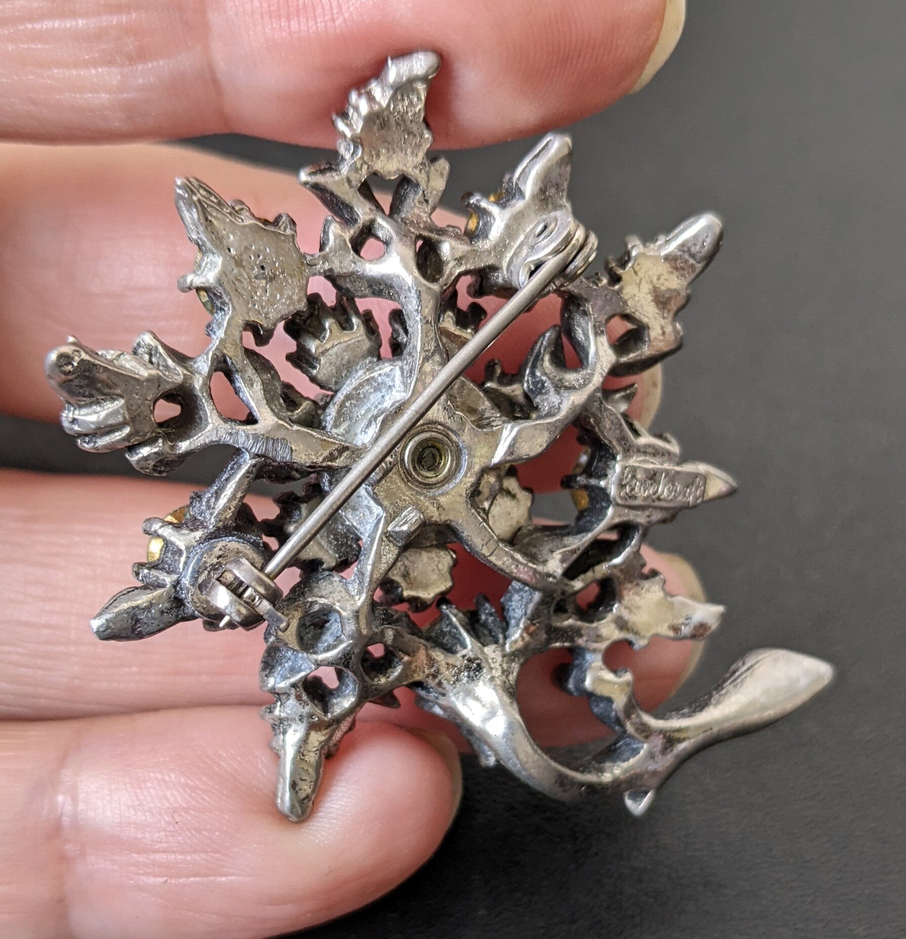 50s Sparkly Rhinestone Flower Brooch by Coro Jewelcraft, Floral Crystal Pin
