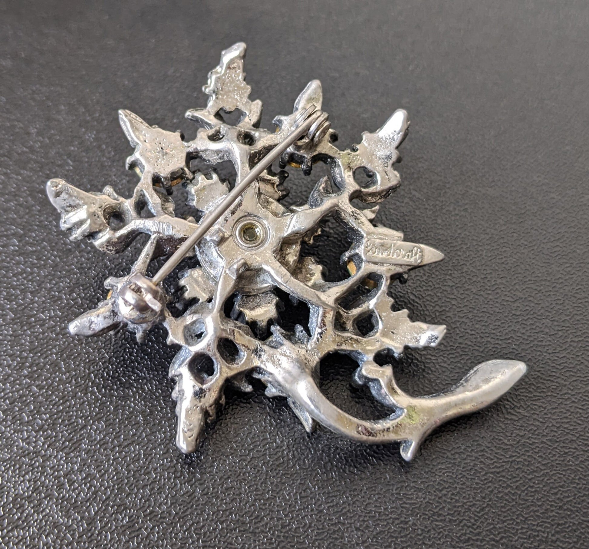 50s Sparkly Rhinestone Flower Brooch by Coro Jewelcraft, Floral Crystal Pin