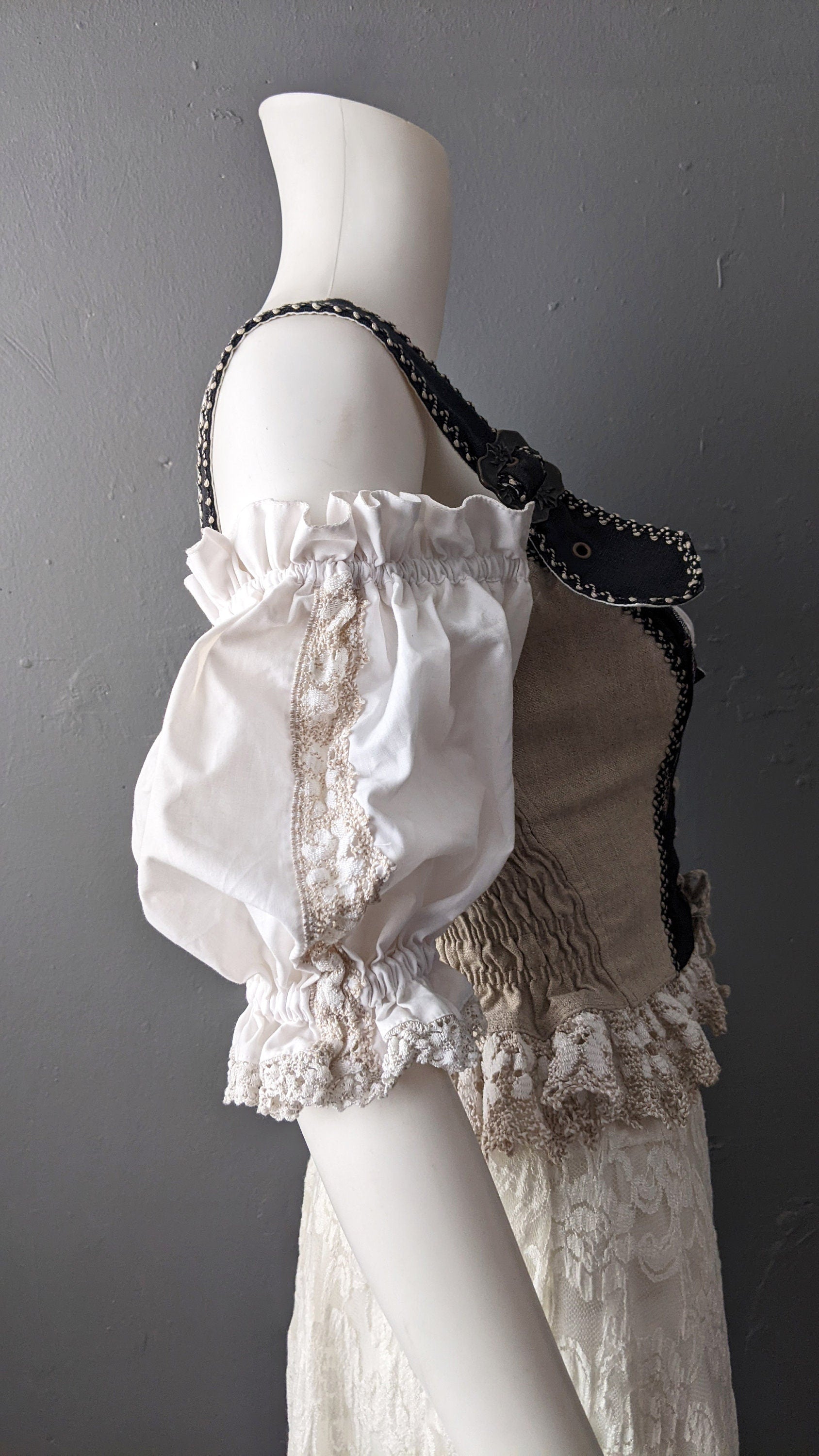 Linen Dirndl Corsage by Landhaus C&A Naturally, Trachtenmieder, German Folk Costume, Size Small
