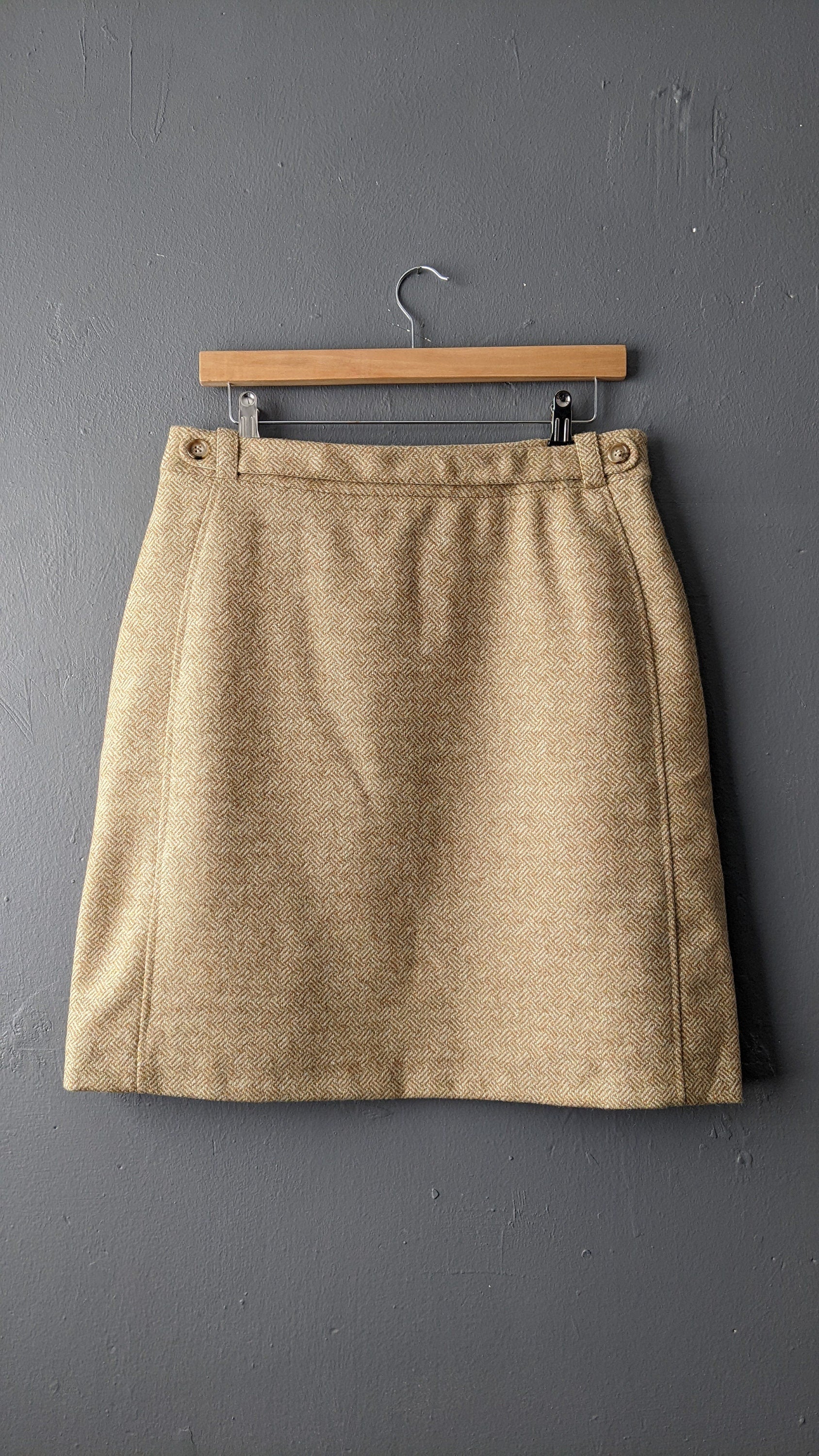 Y2K Laura Ashley Wool Skirt made with Moon Tweed, Size Medium