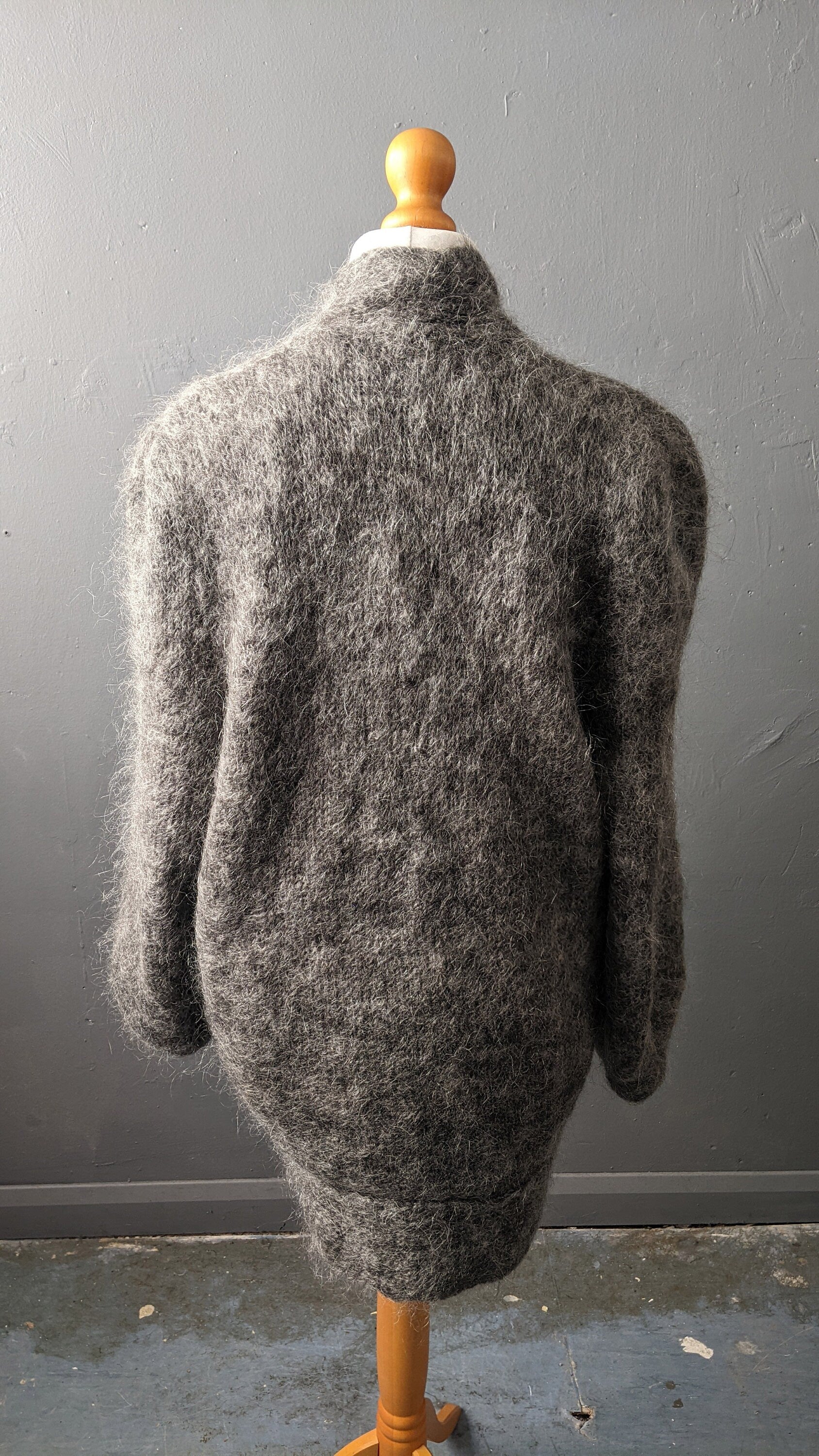 80s Embellished Mohair Cardigan, Beaded Cocoon Coatigan, Size Medium