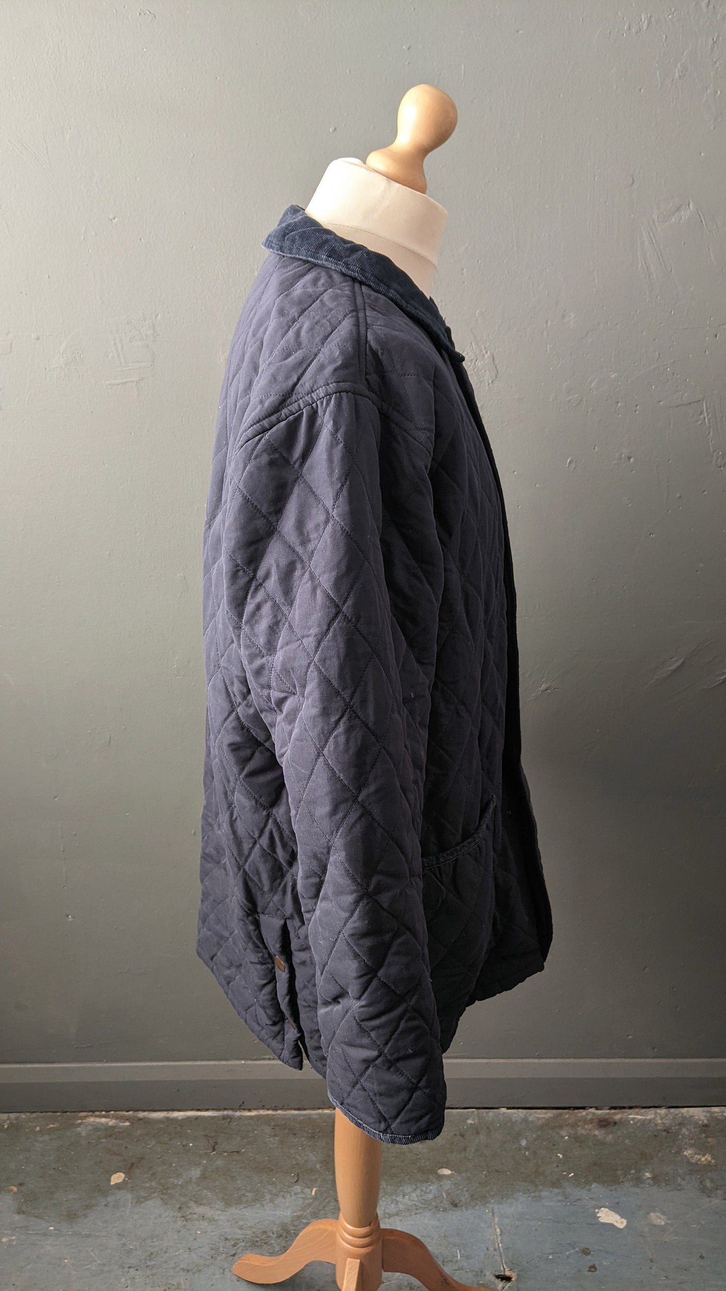 90s Quilted Liner Coat by Hopkins, Diamond Padded Jacket, 46 Chest Large XL