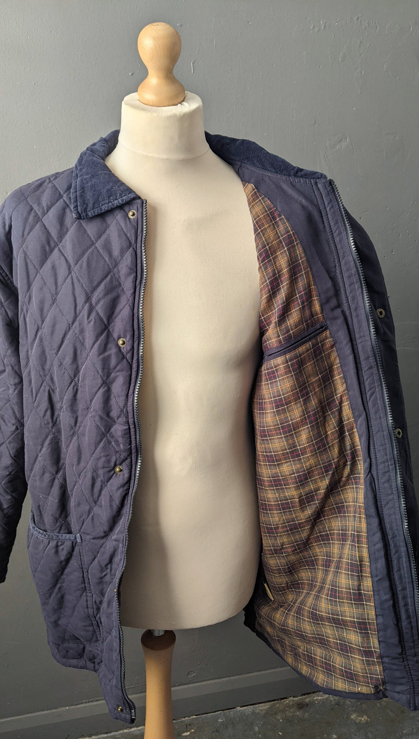 90s Quilted Liner Coat by Hopkins, Diamond Padded Jacket, 46 Chest Large XL