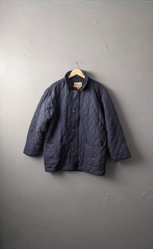 90s Quilted Liner Coat by Hopkins, Diamond Padded Jacket, 46 Chest Large XL