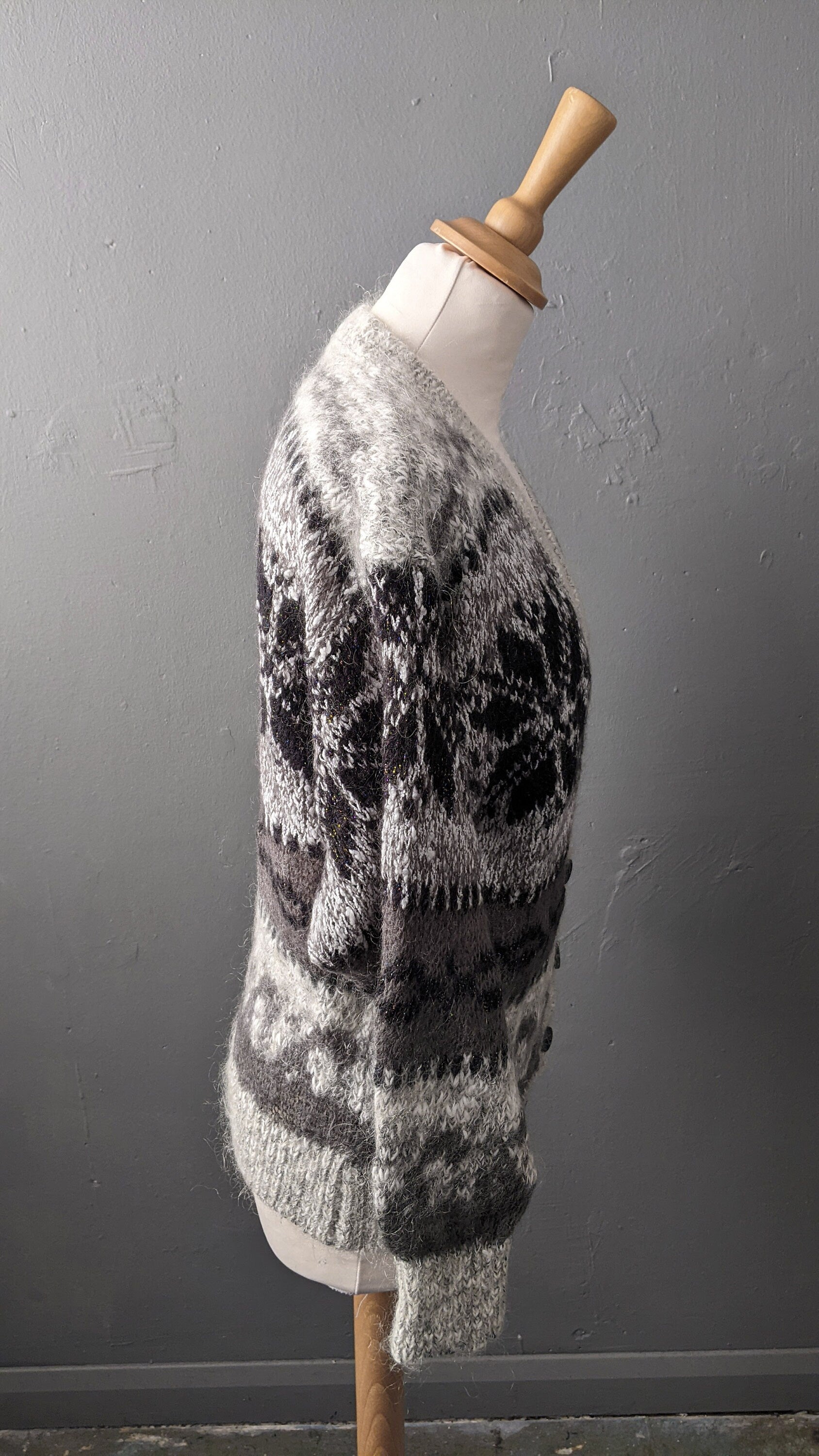 80s Apres Ski Mohair Cardigan, Nordic Style Chic, Size Small