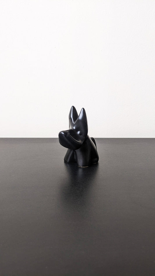 Mid Century Scottish Terrier Figurine, Ceramic Black Scottie Dog, Stylised Canine Ornament
