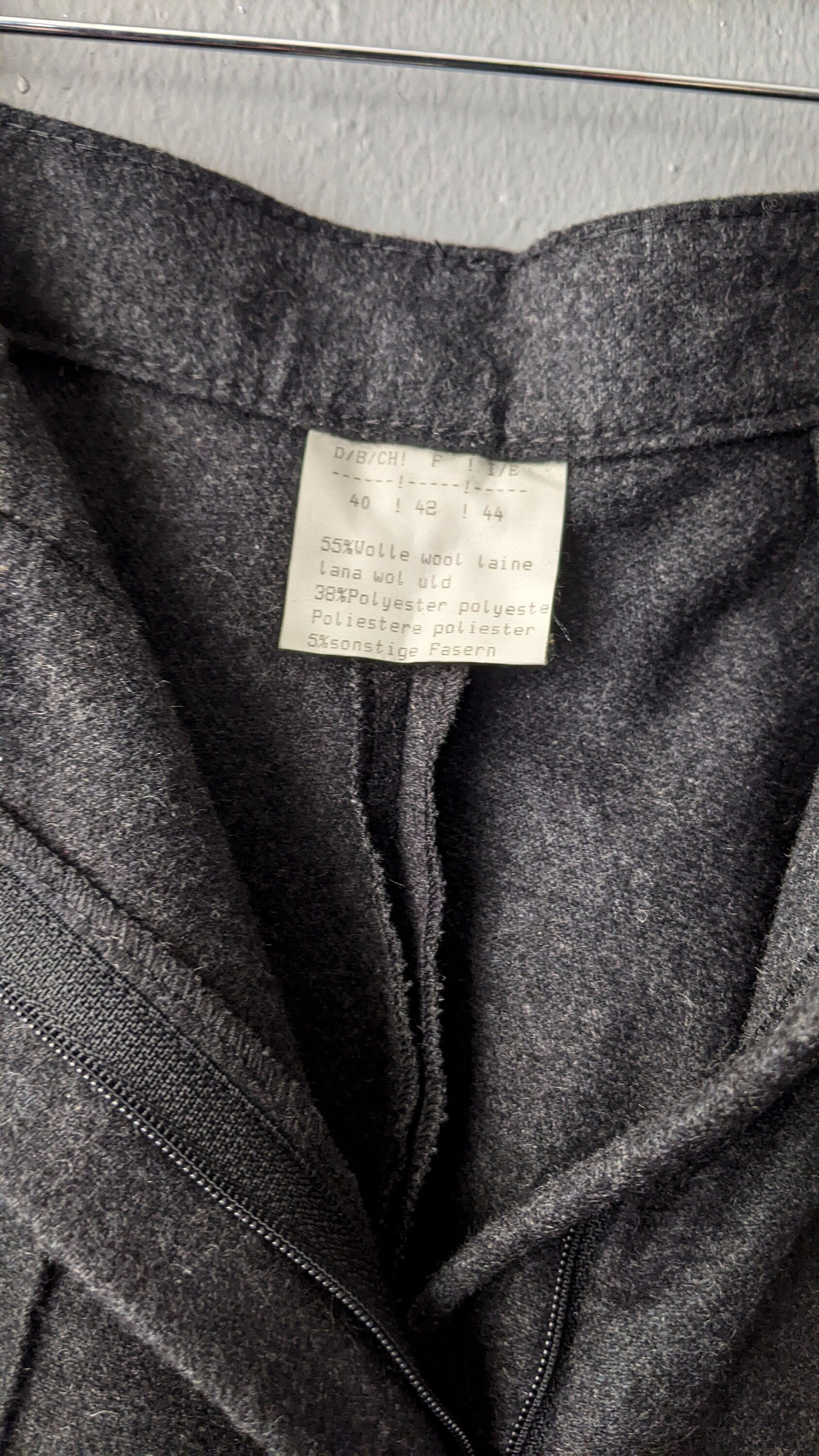 80s Wool Blend Stirrup Trousers, Dark Grey High Waist, Size Medium