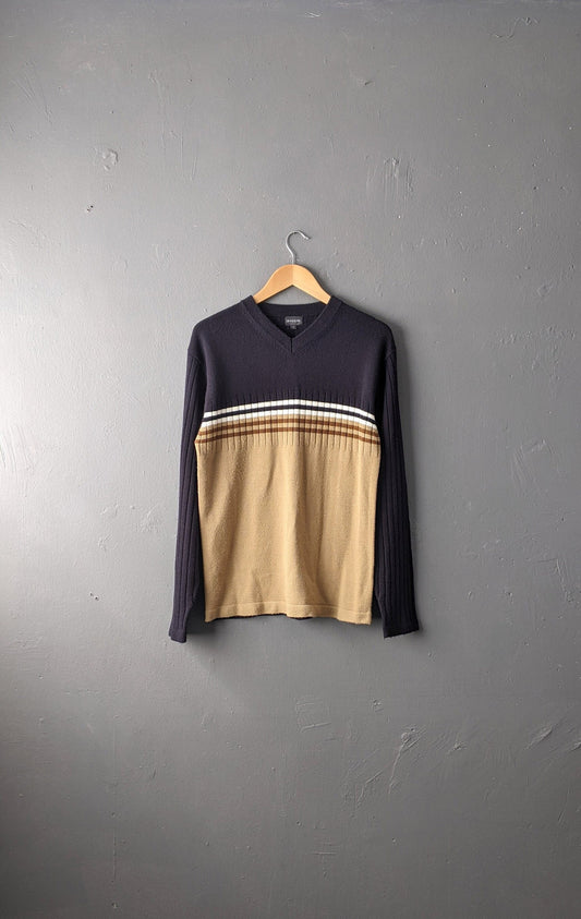 90s Striped Jumper, Preppy Indie Brit Pop Style, Size L