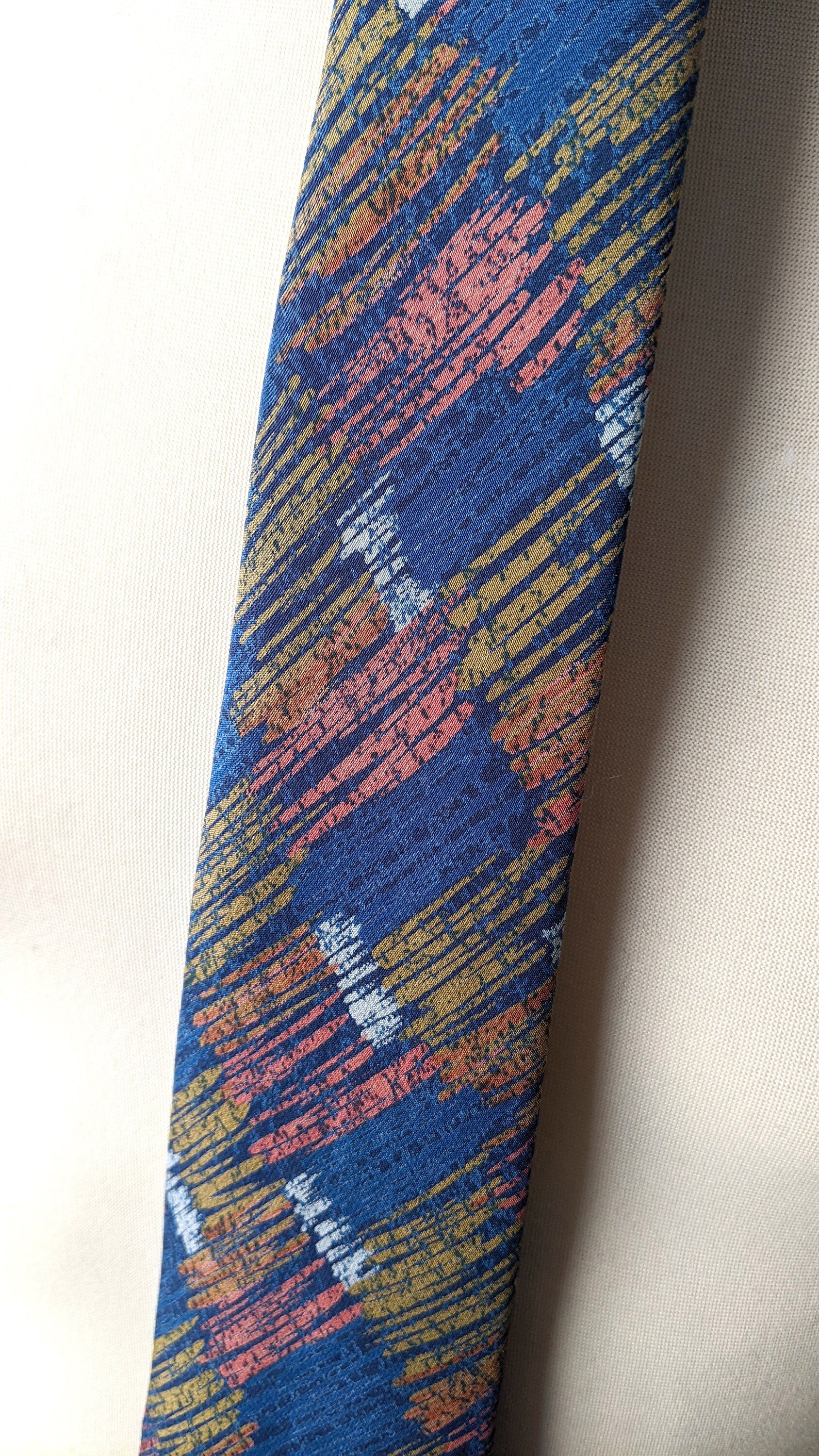 80s Italian Silk Tie, Abstract Scribble Rectangle Necktie