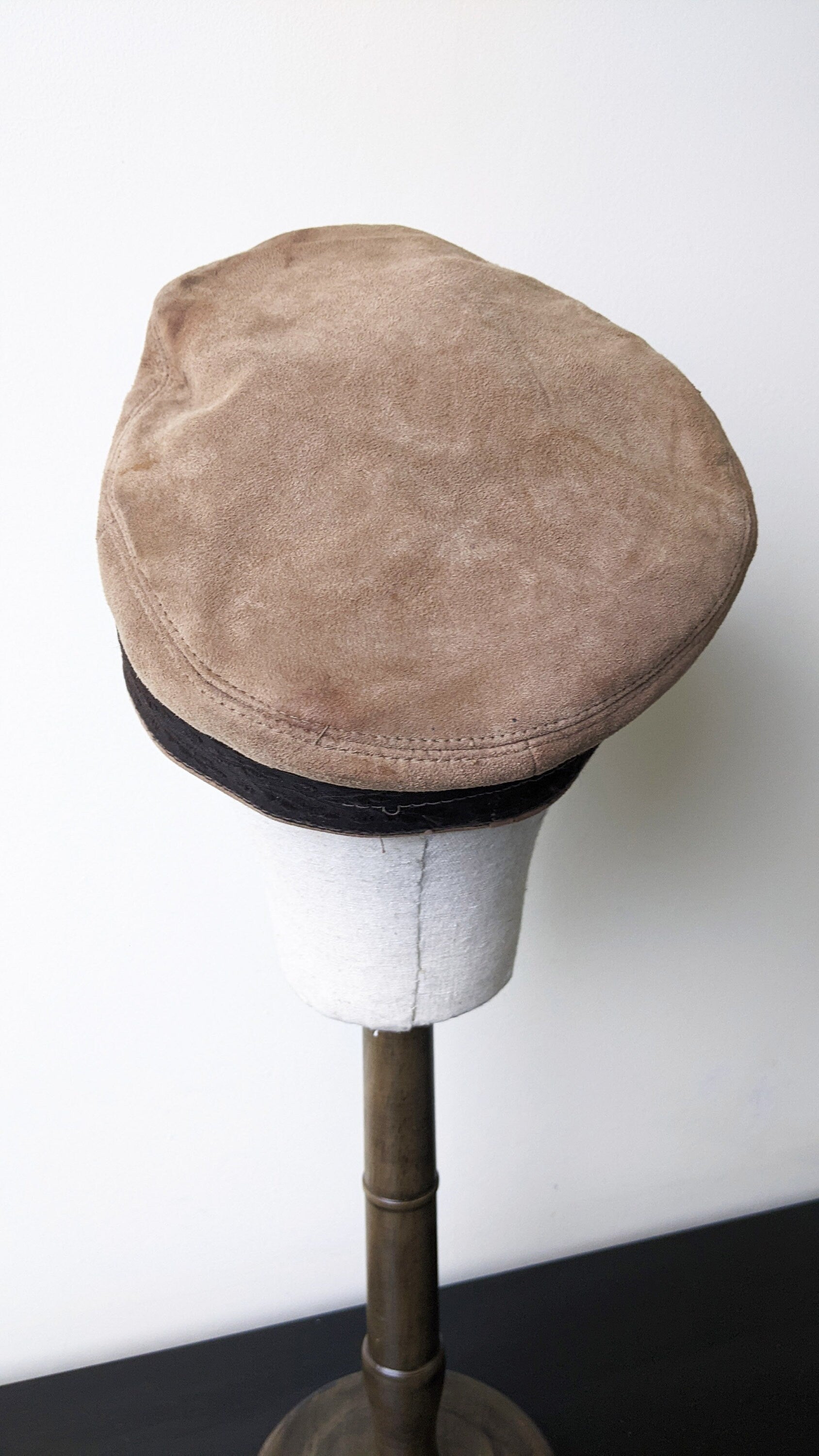 Suede Prinz Heinrich Hat, Prince Henry Sailors Cap, Mens Size Medium