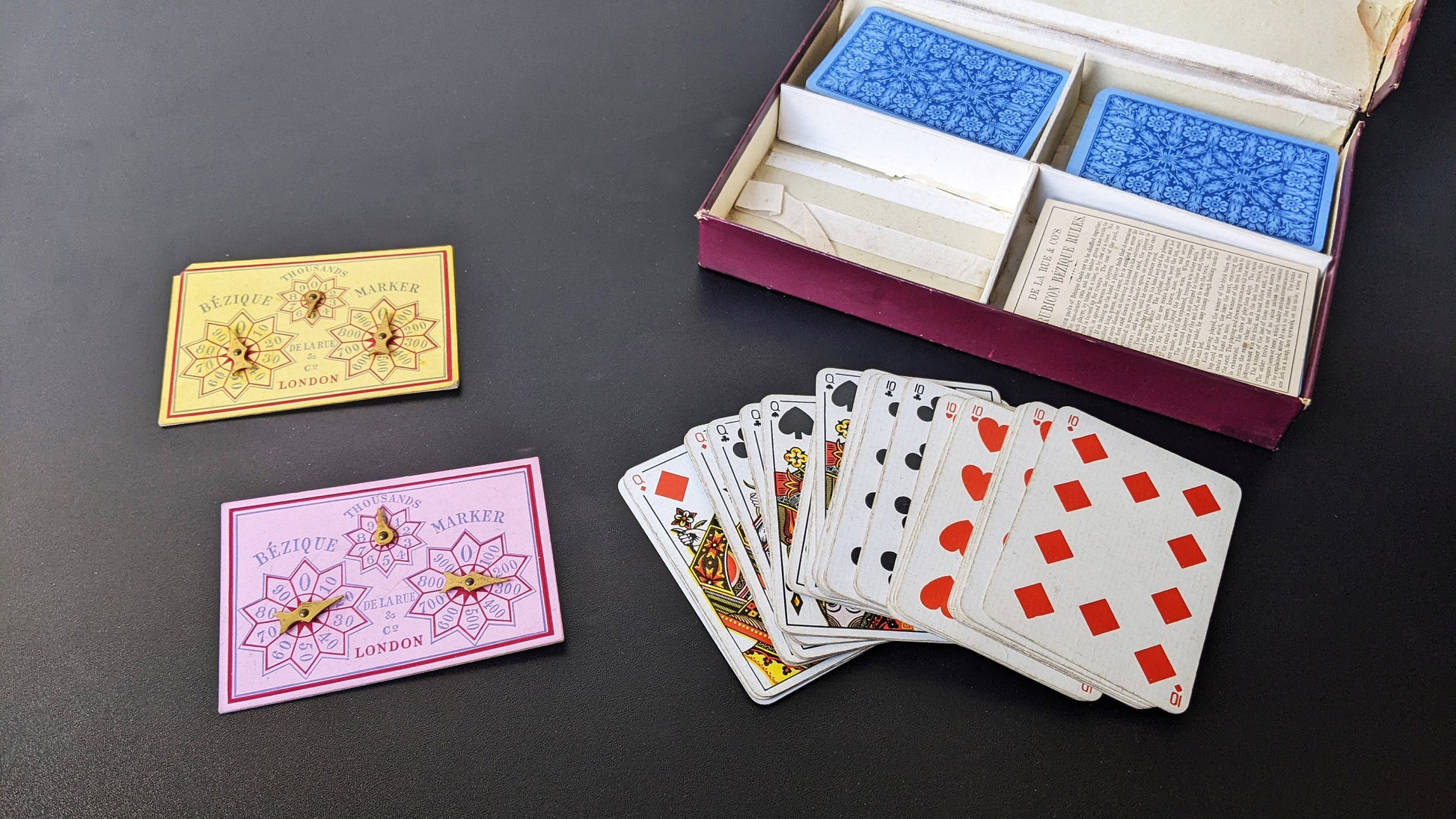 Antique Rubicon Bezique Card Game by De La Rue, 1890s Edition