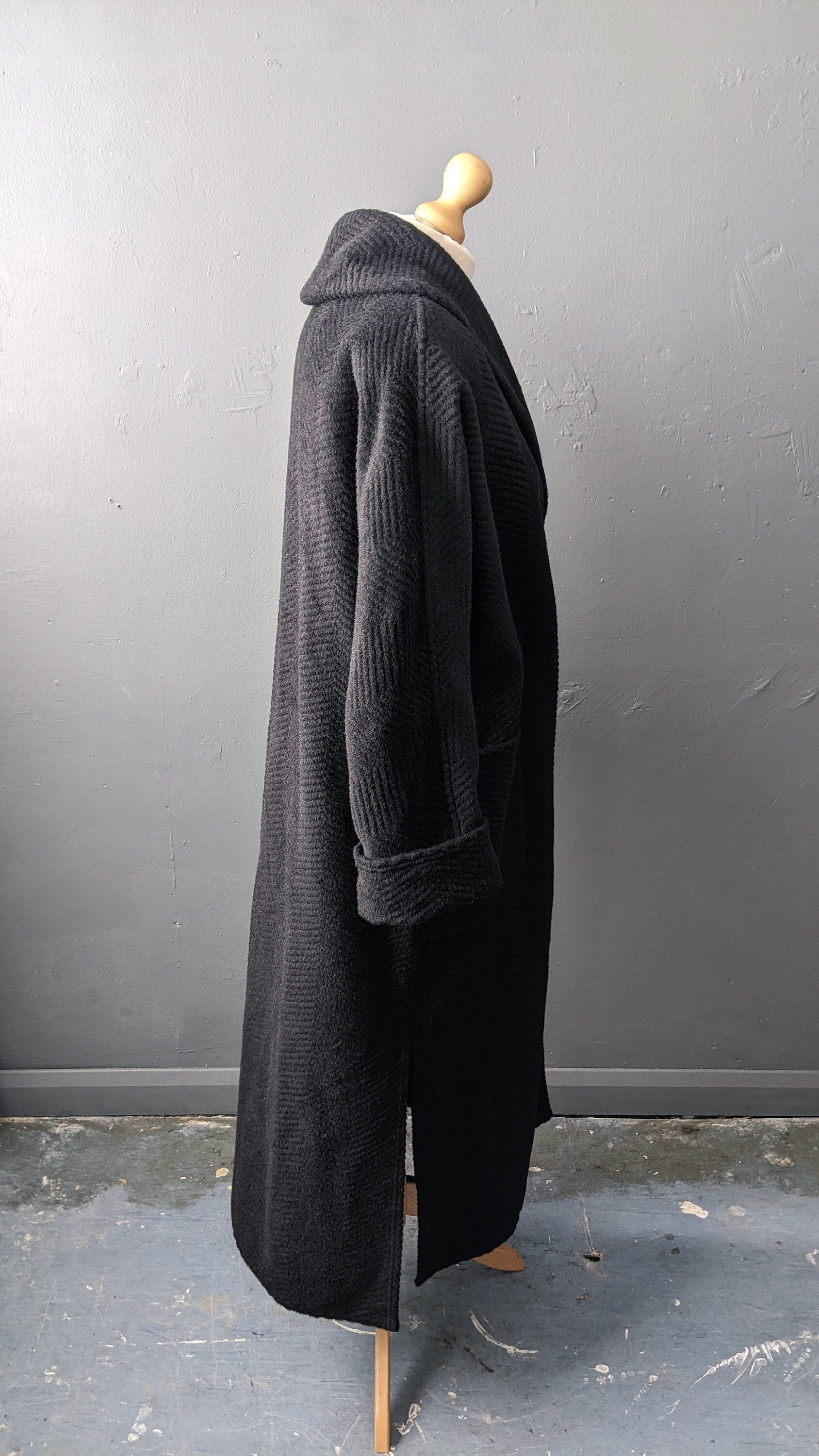 80s Long Mohair Wool Coat by Ajatar, Heavy Winter Car Coat, Large to Plus Size