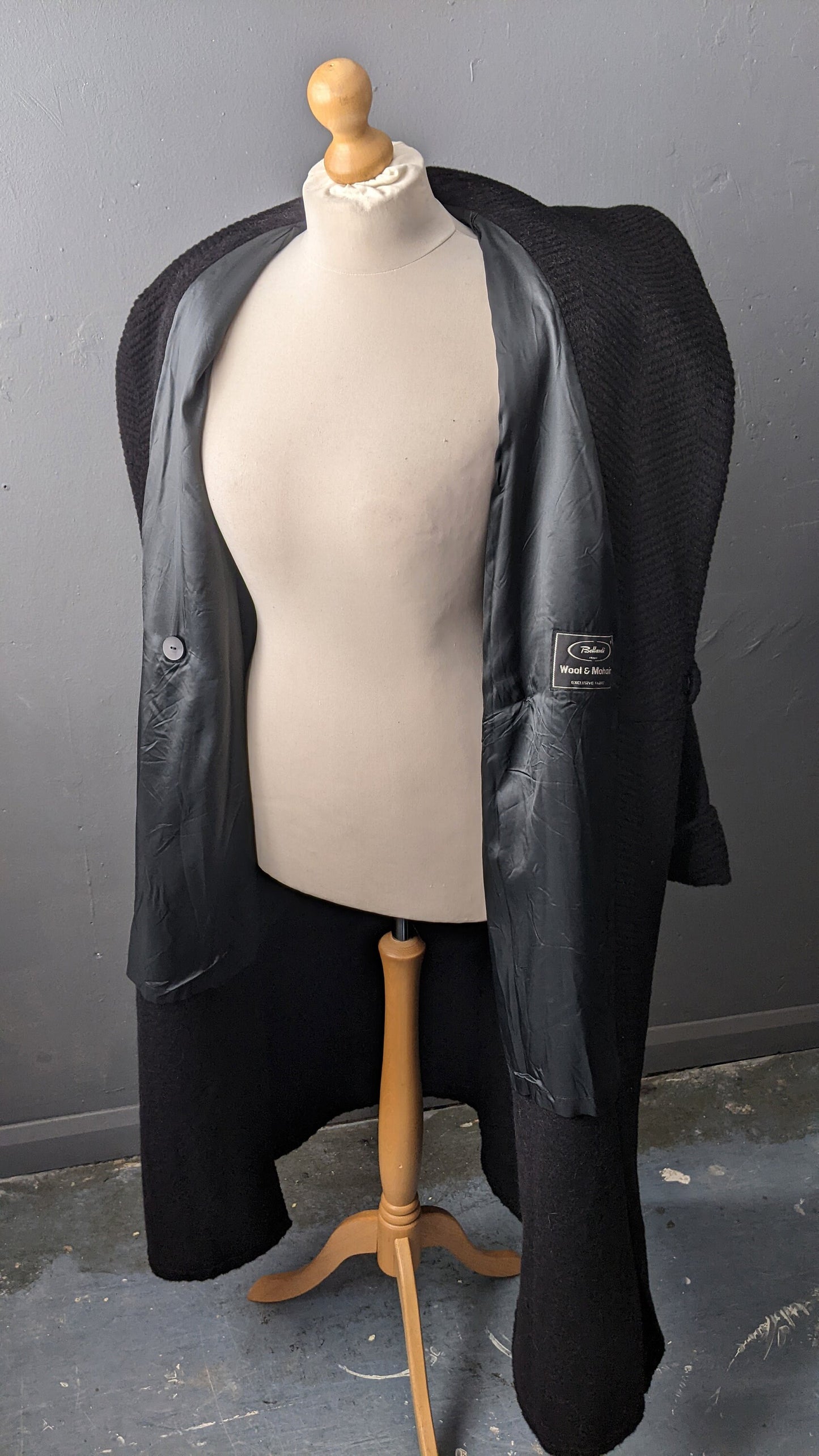 80s Long Mohair Wool Coat by Ajatar, Heavy Winter Car Coat, Large to Plus Size