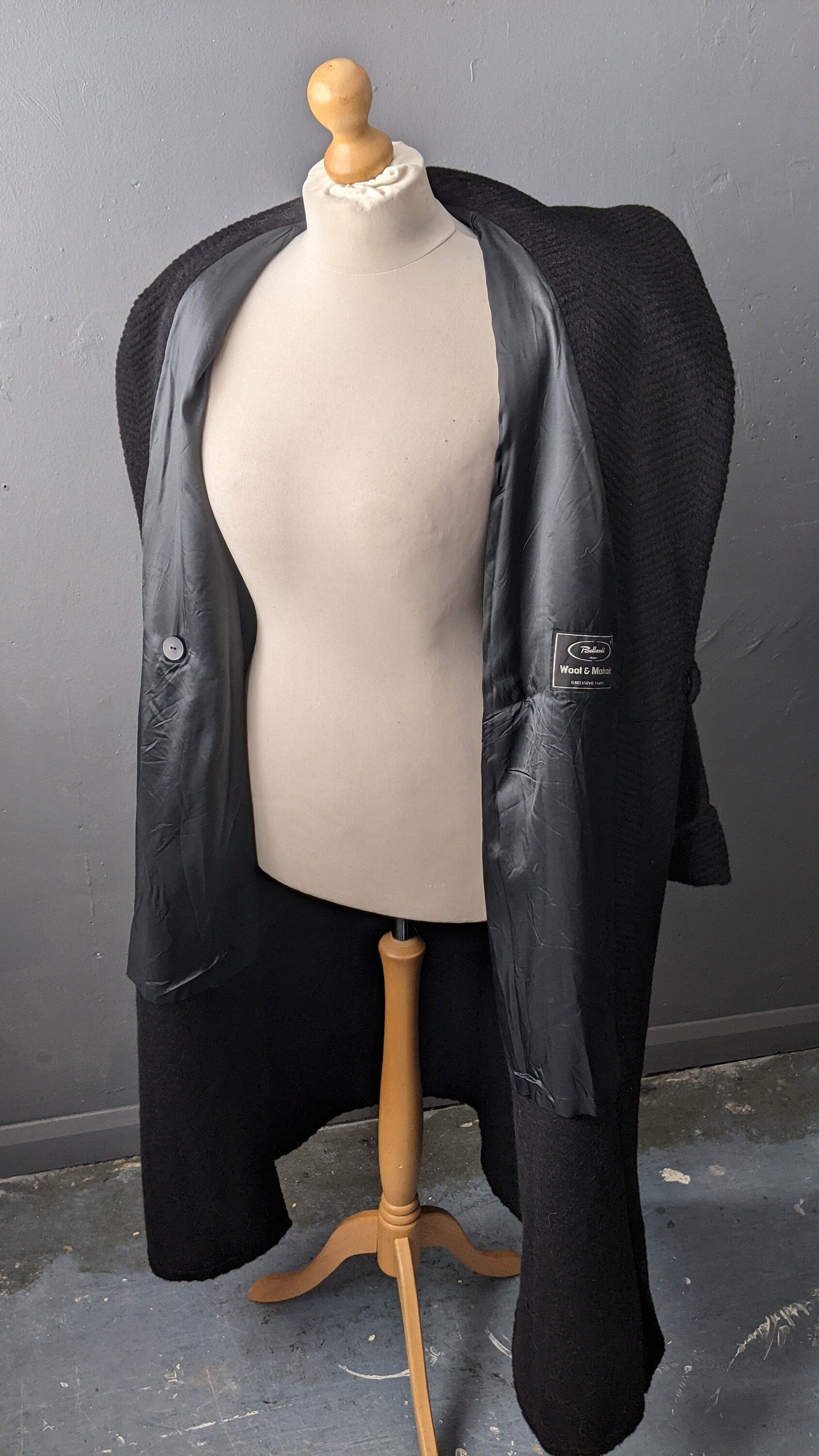 80s Long Mohair Wool Coat by Ajatar, Heavy Winter Car Coat, Large to Plus Size